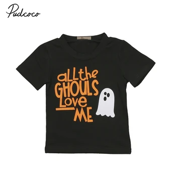 

Kids Halloween Tops Newborn Toddler Infant Baby Boy Short Sleeve Clothes Black Cotton T-shirt