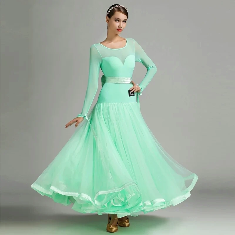 5colors Green Blue ballroom competition dress women tango dresses standard ballroom waltz dresses dancing dress fringe