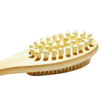 

Shower Brush Wooden Double Sided Bath Shower Bristle Brush Massage Body Brush with Long Handle