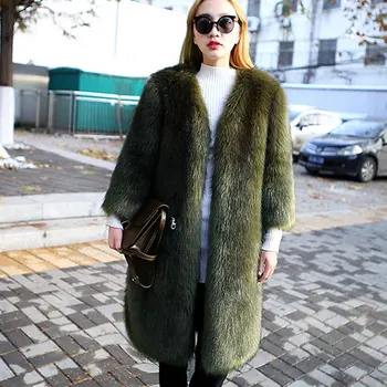 

Plus size Jacket winter Women Long Faux Fur Coat Fashion Faux fox fur coat Jacket Warm Faux Fur Jacket Parka Women Customizable