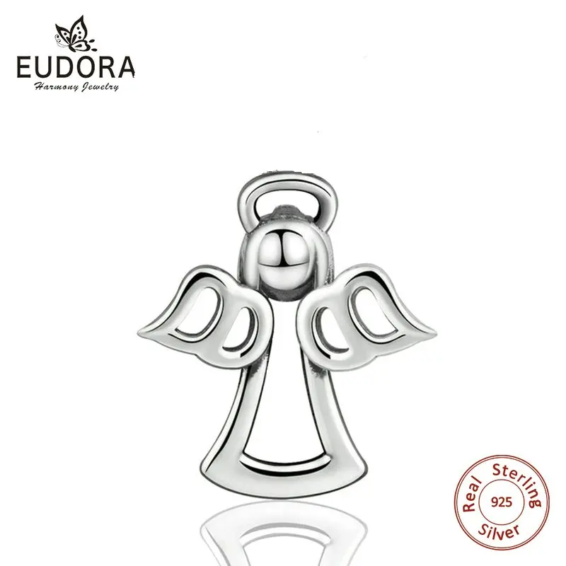 EUDORA, 925 пробы, серебряное ожерелье с подвеской в виде ангела-хранителя, сердце, перо, ожерелье для девочек, серебряное ювелирное изделие, подарок на день Святого Валентина - Окраска металла: only pendant