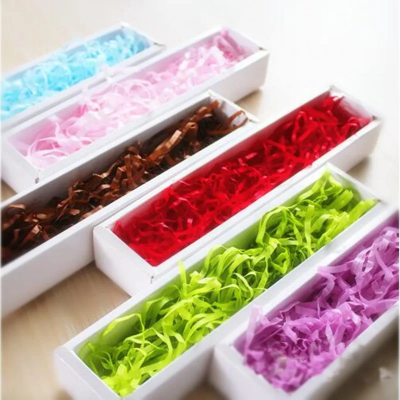 

50g 24colors Gift Cartridge Box Filled Raffia Shredded Paper Wedding Candy Box Filler Home Party Decoration