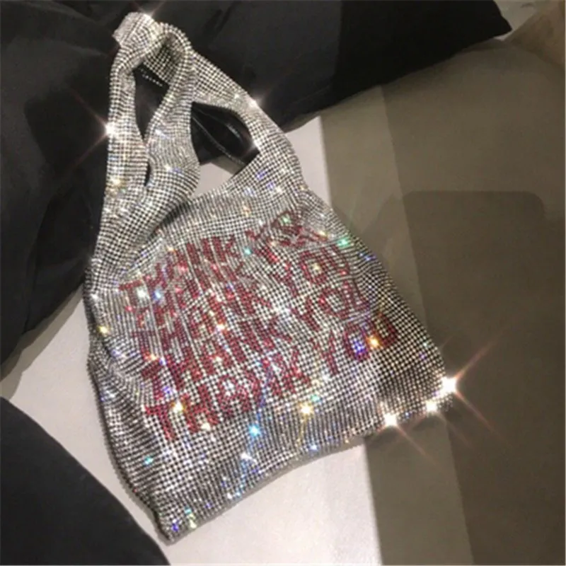 

2019 Spring Summer Woman New Stylish Silver Color Print Pattern Double Strap Sequined Handbag