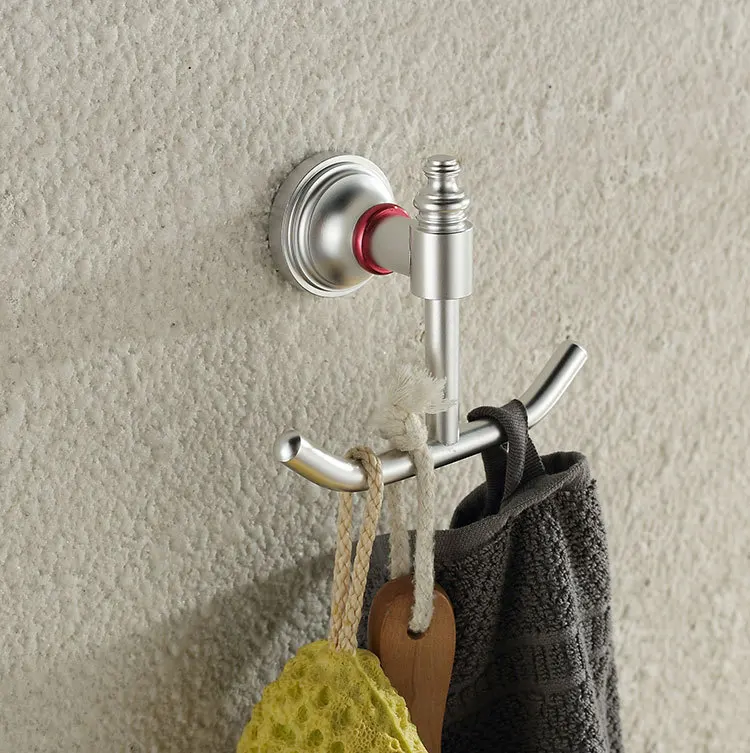 European Style Aluminum Kitchen Bathroom Towel Coat Double Robe Hooks