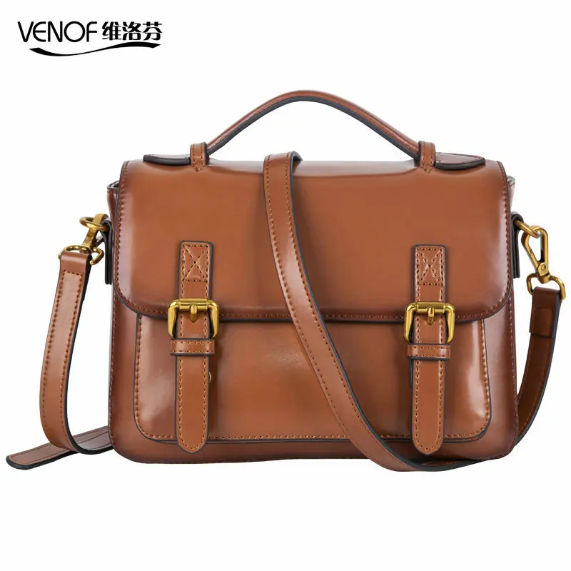 

VENOF brand luxury retro women handbags split leather female shoulder bags ladies leather Messenger bag bolsas feminina designer