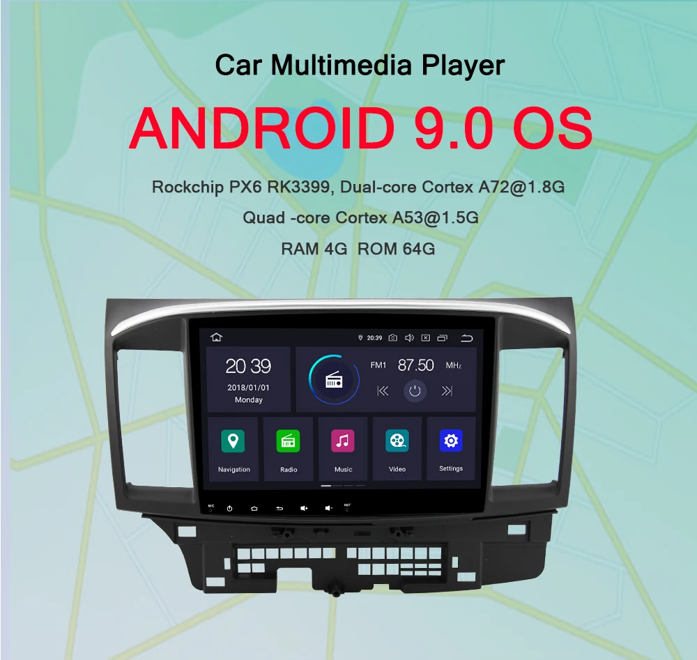 Android 9,0 4G+ 64G CarPlay DSP автомобильный мультимедийный плеер для Mitsubishi Lancer X Galant Fortis 2007- EVO 10 автомобильный радиоприемник