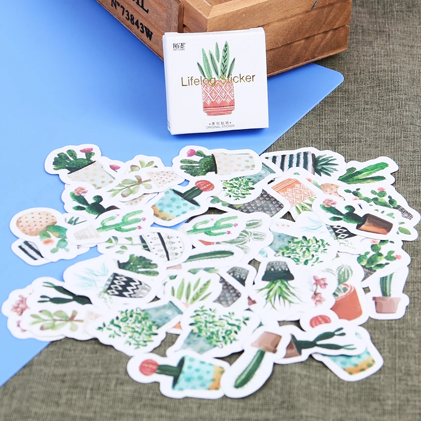 45 шт./компл. Kawaii Green Plants украшение кактус канцелярские наклейки DIY дневник планер