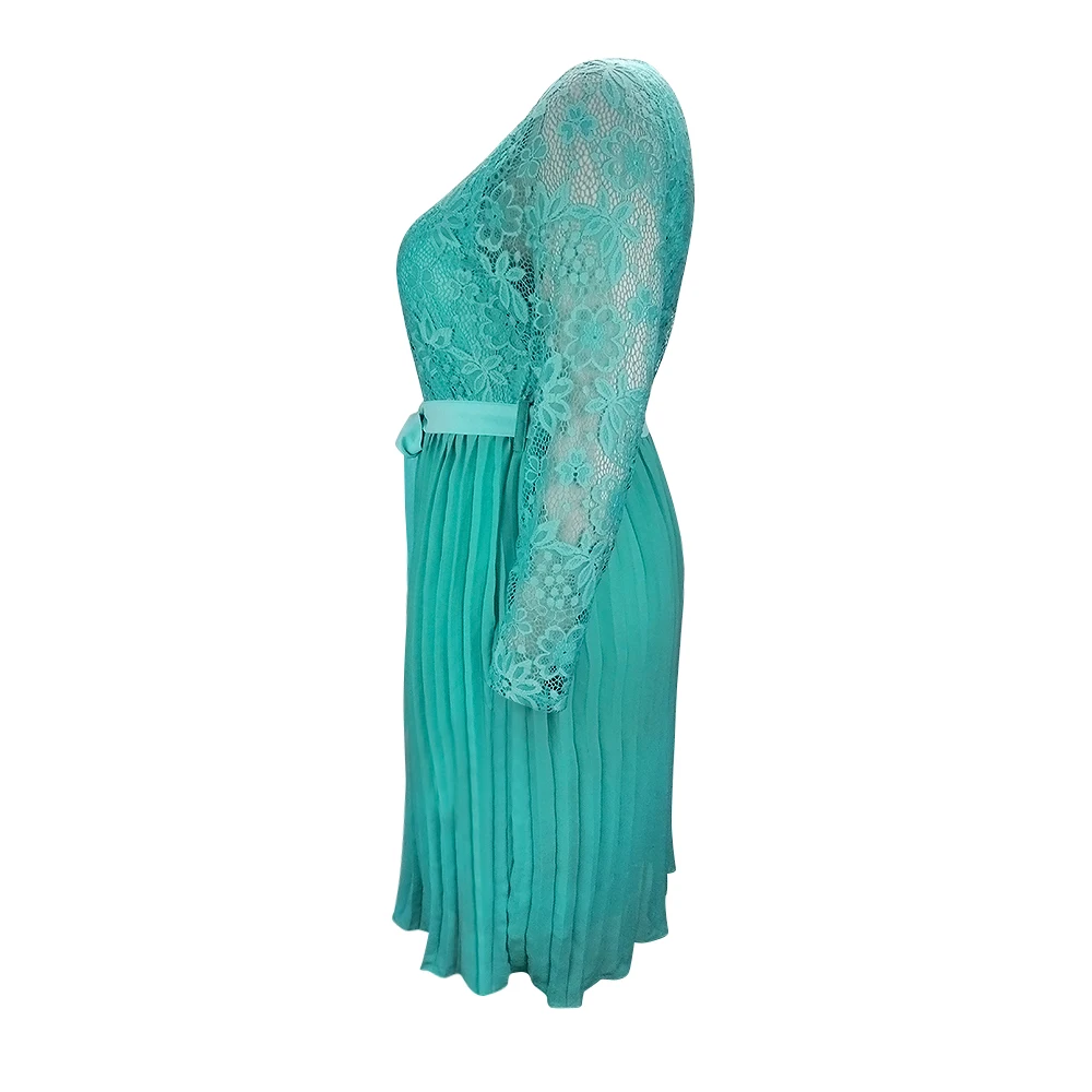 Размера плюс платья для Для женщин 4xl 5xl 6xl Демисезонный Boho Винтаж кружевные плиссированные шифоновые вечерние платья Женский Большой Размеры платье H162