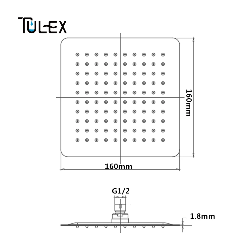 TULEX дождевая квадратная душевая головка накладные дождевые осадки " SUS 304 дождевая душевая головка для Аксессуары для душевой и ванной для ванной комнаты