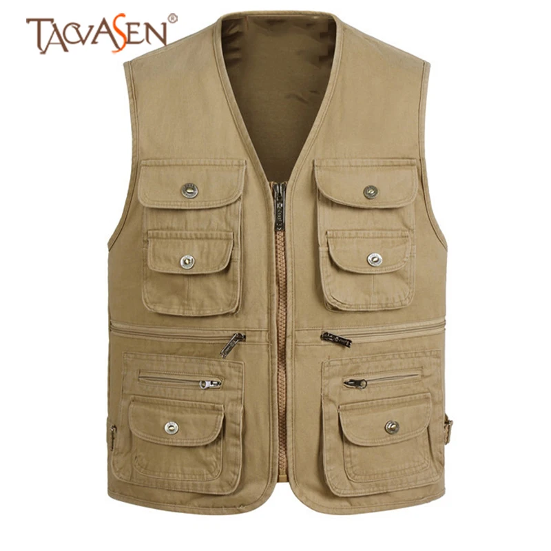 

TACVASEN Denim Vest Men Hiking Vest Summer Cooling Fishing Vest Outdoor Photographer Waistcoat Many Pockets Camping Travel Vests