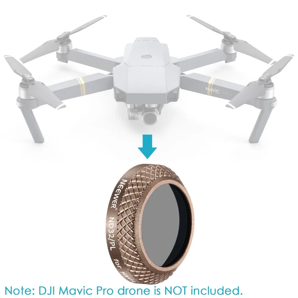 Neewer Фильтр нейтральной плотности ND32 / PL для беспилотника DJI Mavic Pro Quadcopter, изготовленный из многослойного оптического стекла и алюминия