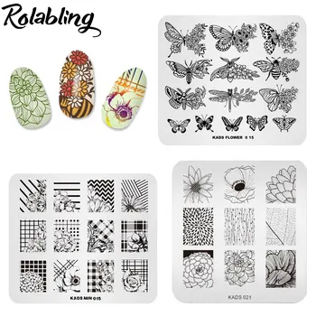 

3PCS New Arrival 7*8cm Flower Butterfly DIY Template Nail Art Polish Stamping Plates 3D Pattern Stencils For Nail Stamp Set