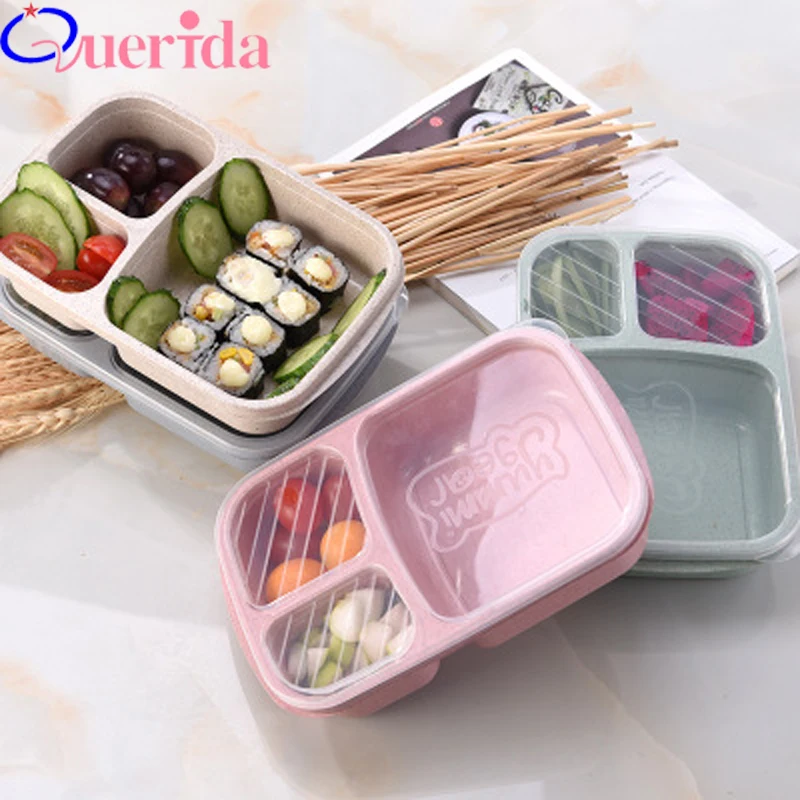 

Food Grade Rice Husk Lunch Box Wheat Cutlery Lunchbox Wheat Straw Grid Box Lunch Box Square Snack Bento Box