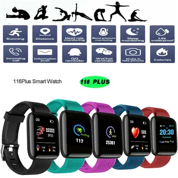 

116 plus Smart Bracelet Bluetooth 4.0 Smart Watch Heart Rate Oxygen Blood Pressure Sport Fitness Tracker Wristband 3E04