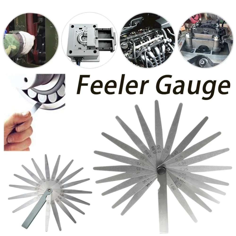 1 Set Metric Feeler Gauge 17 Blades 0.02 1.00mm For Measurements Tools