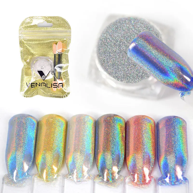 VEANLISA HOLOGRAPHIC POWDER RAINBOW UNICORN PIGMENT MIRROR POWDER NAIL ART CHROME GEL POLISH KIT SE