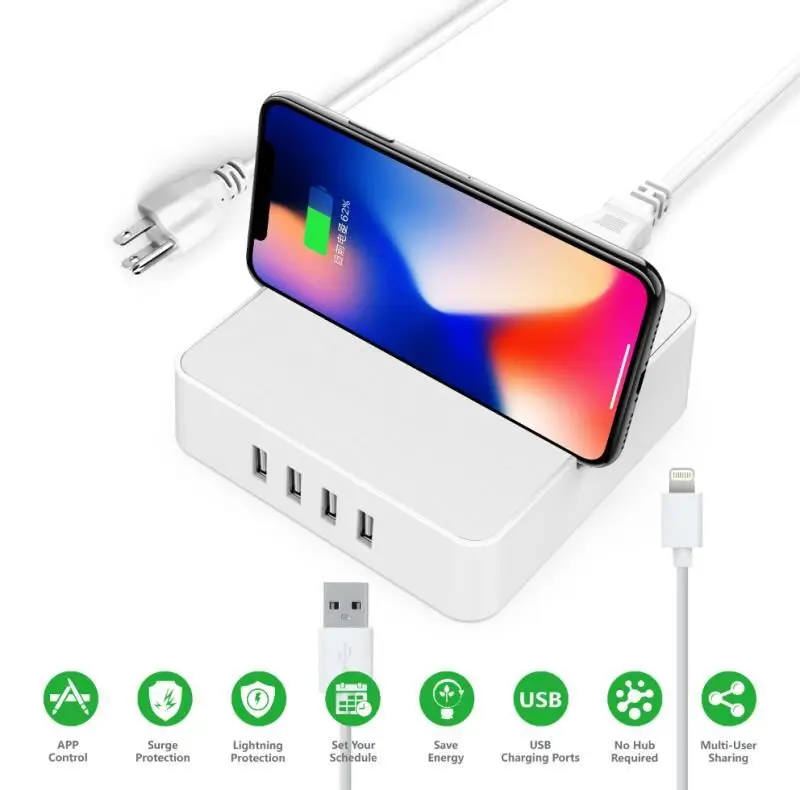 Умный сетевой фильтр Hyleton с американской вилкой Wi Fi 4 розетки переменного тока usb