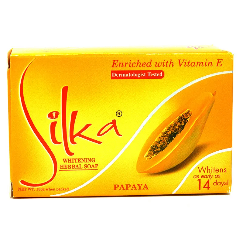 Silka Skin Whitening Papaya Soap Lightening Herbal Body Skin Bleaching Soap Face Cleanser Areola Labia Removing Melanin