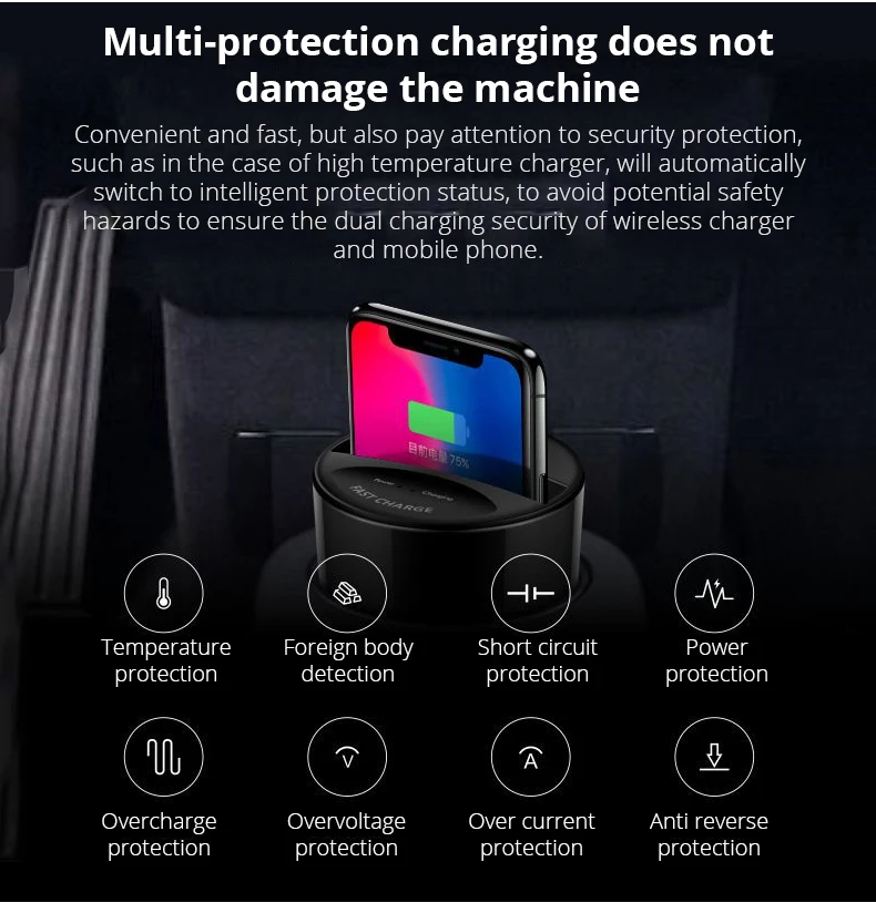 Продажа 696X9 10 Вт быстрое автомобильное беспроводное зарядное устройство держатель чашки Автомобильная Подставка для зарядки Qi для iphone 8 X XS MAX XR X 8 PLUS ...