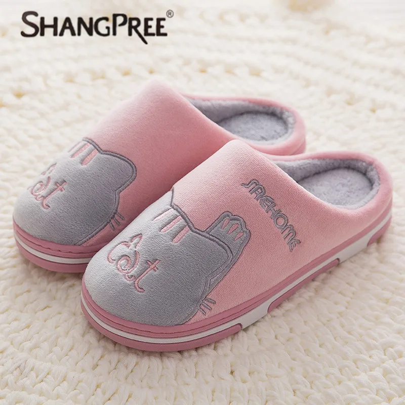 

New Women cotton Slippers Winter Flat Sweet Home Slippers Woman Indoor Shoes Warm Soft Slip On Black Pink Grey Female Slipper