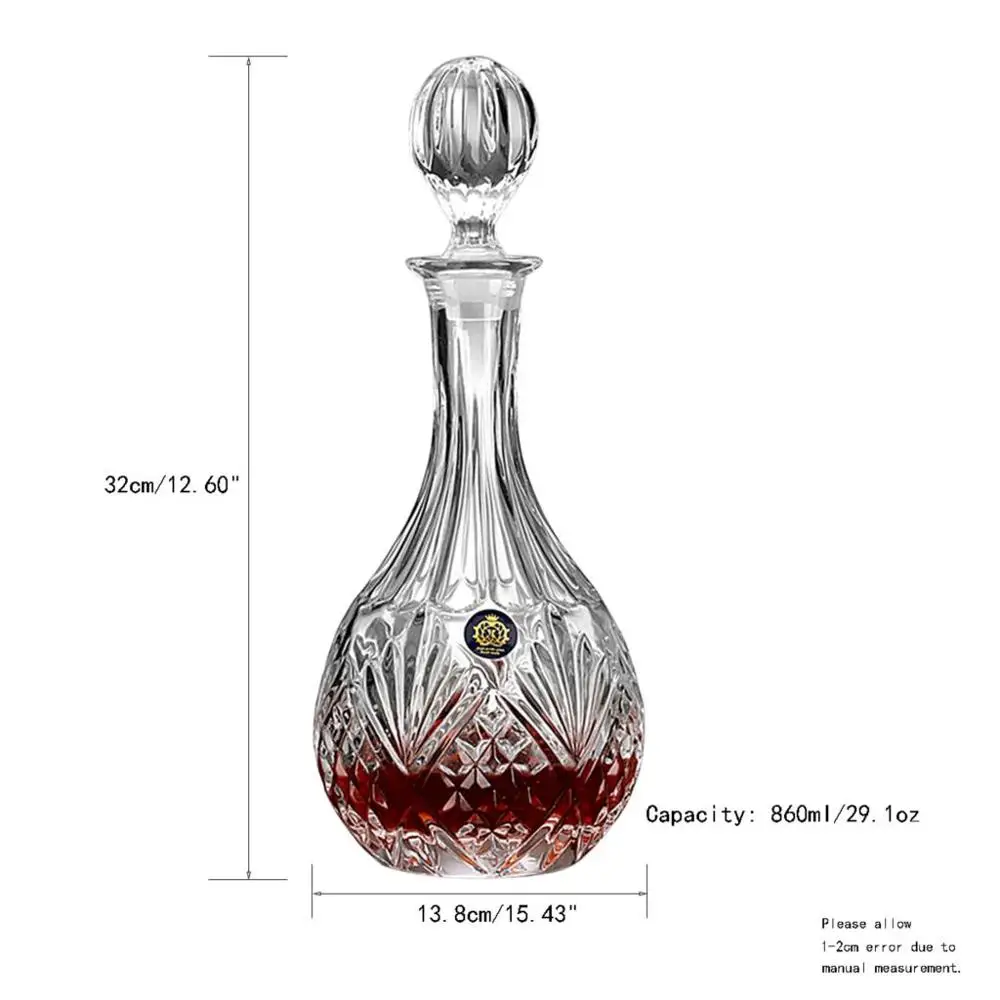 Свинец Кристалл Стекло 860 мл круглый Форма Вина Графин виски, ликер бутылки кувшин алкоголь графин контейнер