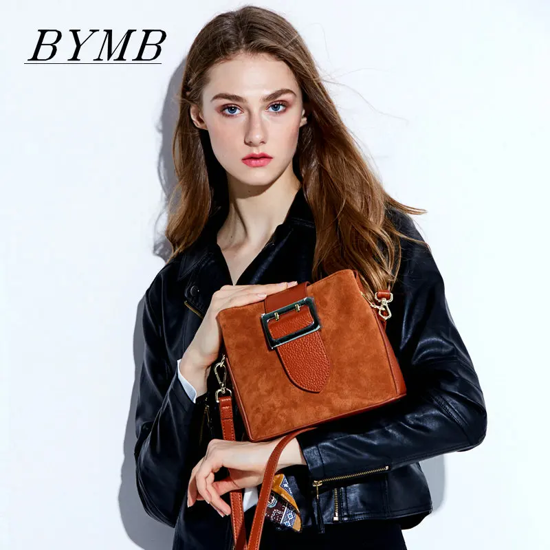 

High quality brand bag sanding bucket head layer, European fashion single shoulder bag 100% Genuine bags