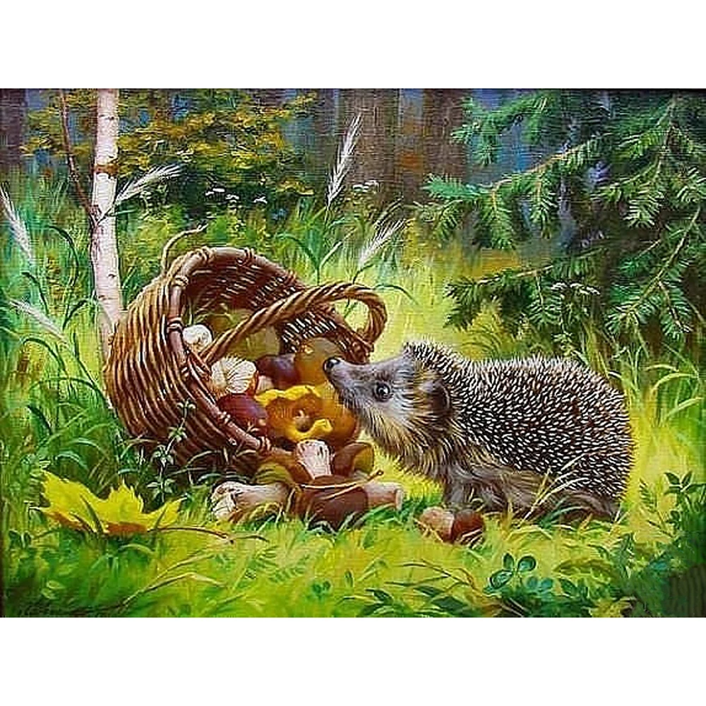 

5D DIY Full Square/round Diamond Painting Hedgehog eating Embroidery Cross Stitch Rhinestone Mosaic Home Decor