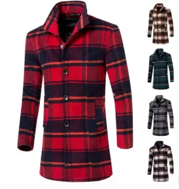 Купить 2018 autumn and winter men's plaid lapel wool long coat Korean version of the loose self-cultivation casual woolen  Мужская одежда | Мужские пальто (32927325103)