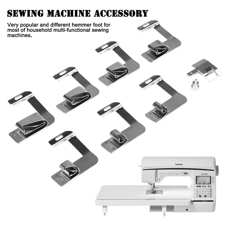 8 шт., лидер продаж, домашняя швейная машина, лапка для ног, свернутый подол, набор лапок для Brother Singer, Швейные аксессуары, 7 размеров