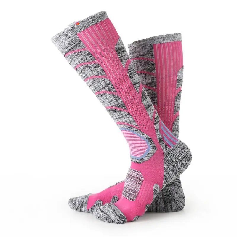 1 пара мужских и женских носков, гольфы для велоспорта, катания на лыжах, плотные теплые высокие эластичные хлопковые носки, 7 цветов,, HEQ263 - Цвет: rose red