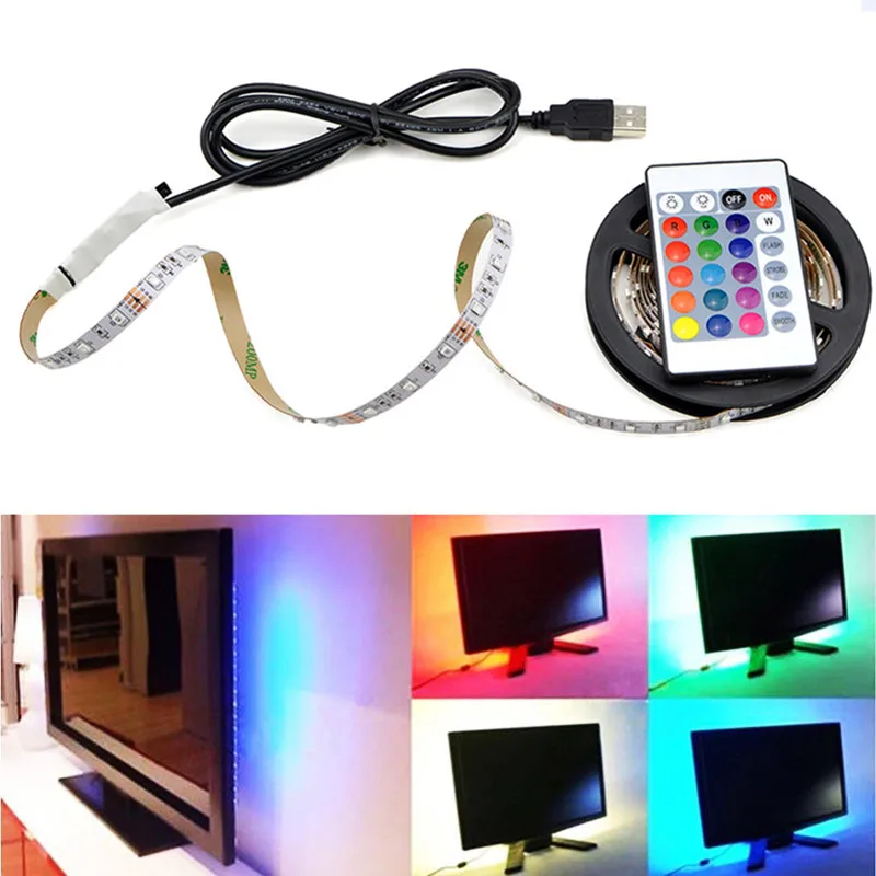 USB под шкаф свет Светодиодная лента 2835 SMD 5 V гибкий RGB ТВ Настольный ПК экран подсветка шкаф гардероб кухня Светодиодная лента