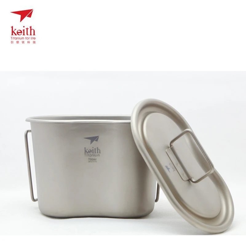 1100 ml + 700 ml Keith Militar conjunto botella de agua olla de titanio cantina taza acampar al aire libre de doble uso del agua botella ti3060
