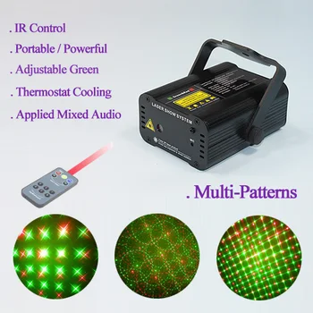 

SUNY IR Remote Mini Manual&Sound Xmas Green Red RG 6 Patterns Laser Stage lighting Projector Show Wedding Dance Bar Party Light