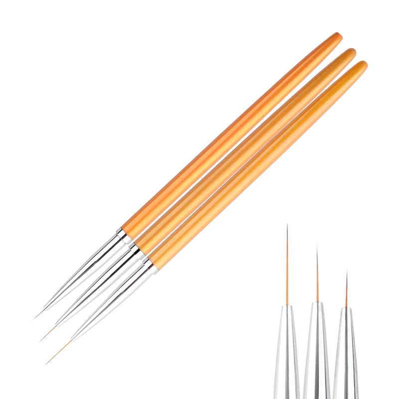 

3Pcs/set Gold Nail Art Lines Painting Pen Brush Professional High Quality UV Gel Polish Tips 3D Design Manicure Drawing Tool Kit