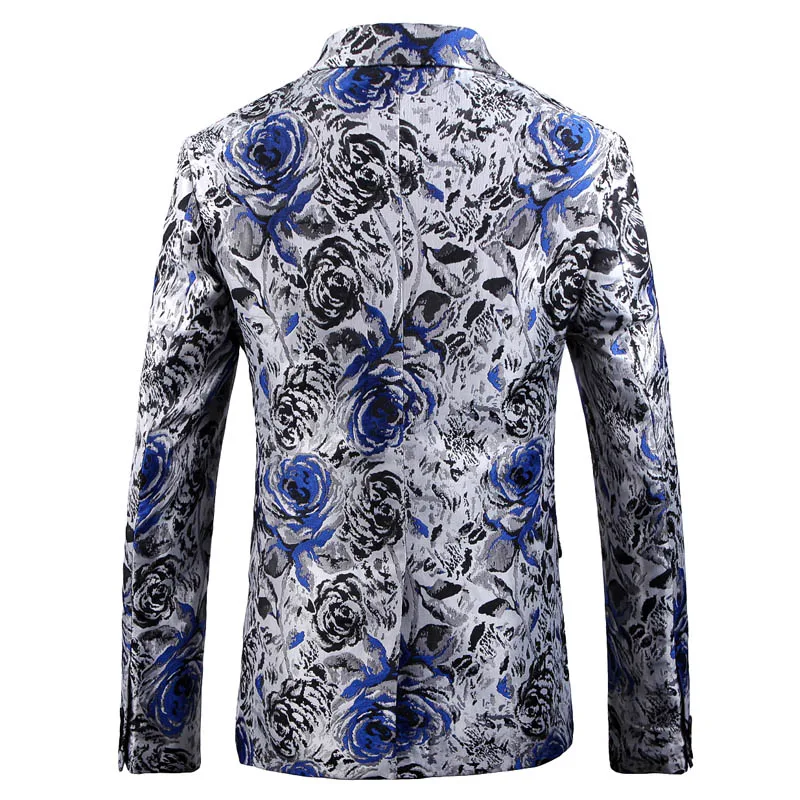 Men'S Large Size Rose Embroidery Jacquard Blazer High Quality Business Casual Fashion Trend Wild Men'S Single West