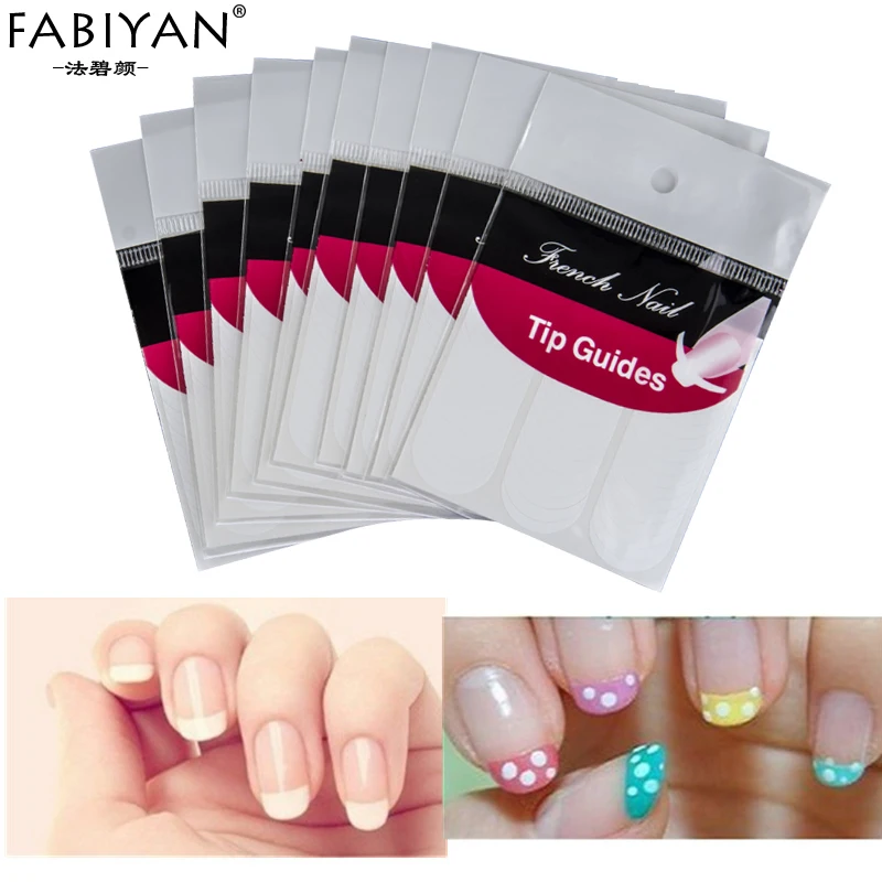 

Lot 50 Packs Nail Art Form Sticker Guide Tips Design Decal French Manicure Fringe New Stencil Wholesale Tool DIY Salon