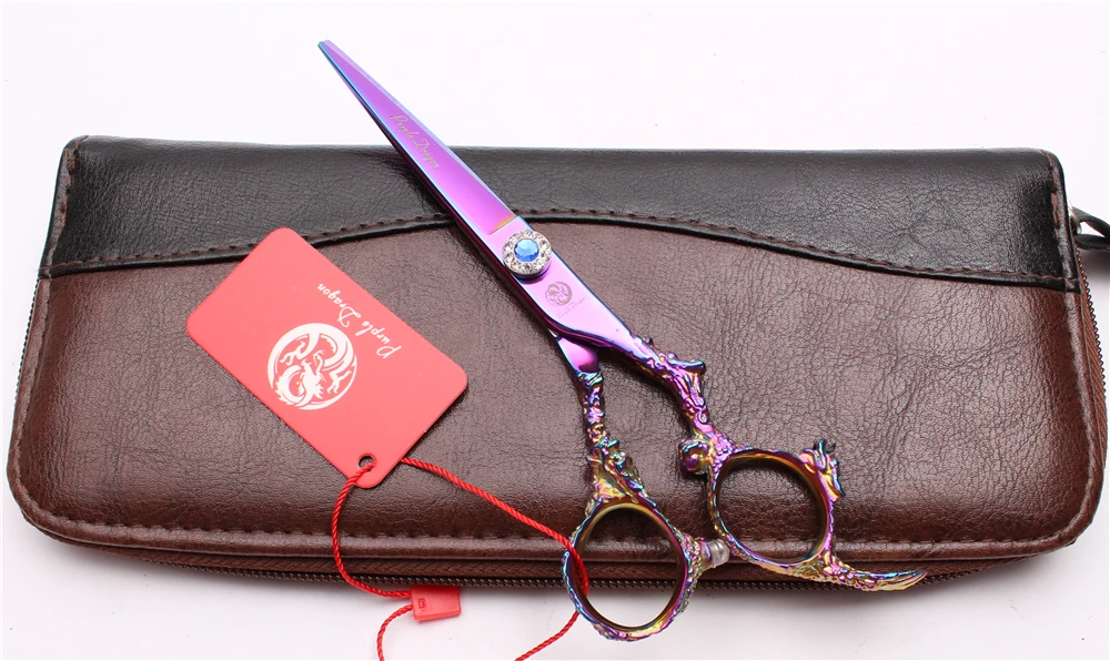 Z9005 " 17,5 см Япония фиолетовый дракон Профессиональные Парикмахерские ножницы истончение ножницы для резки ножницы из нержавеющей стали стрижки Makas