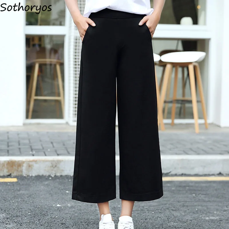 Pants Women Chiffon Thin High Waist Solid Simple All-match Korean Wide Leg Pant Womens Large Size Trendy Loose Pockets Trousers