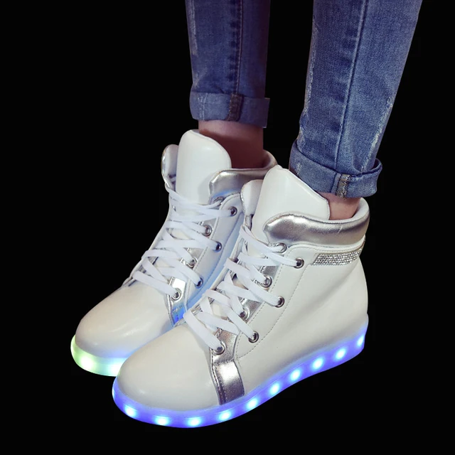 Women Glowing Boots Led USB Charging Lights Up Footwear Colorful High