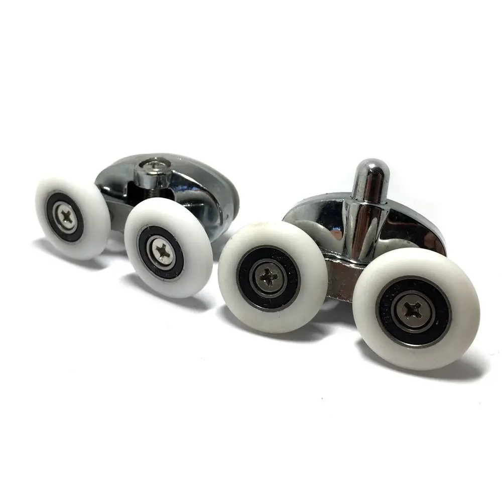 Set of 4 new Oval Metal alloy double wheel Shower door rollers 23mmin