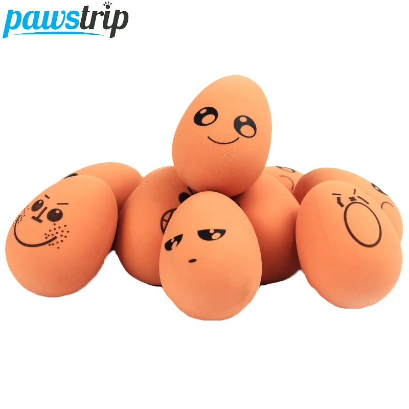 Pawstrip 1pc Cute Egg Rubber Dog Toy Creative Emotion Bouncing Ball