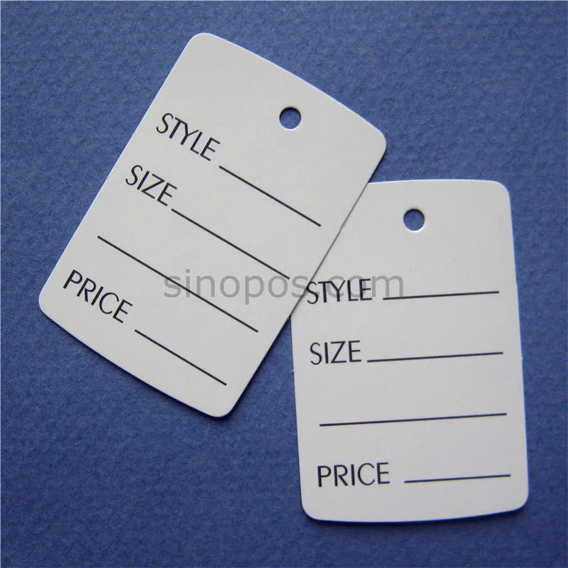 Garment Price Tags Printed 32x48mm, unstrung packaging label gift hang