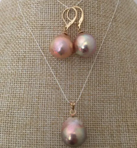 

SET 12-13MM SOUTH SEA PINK PEARL EARRING PENDANT
