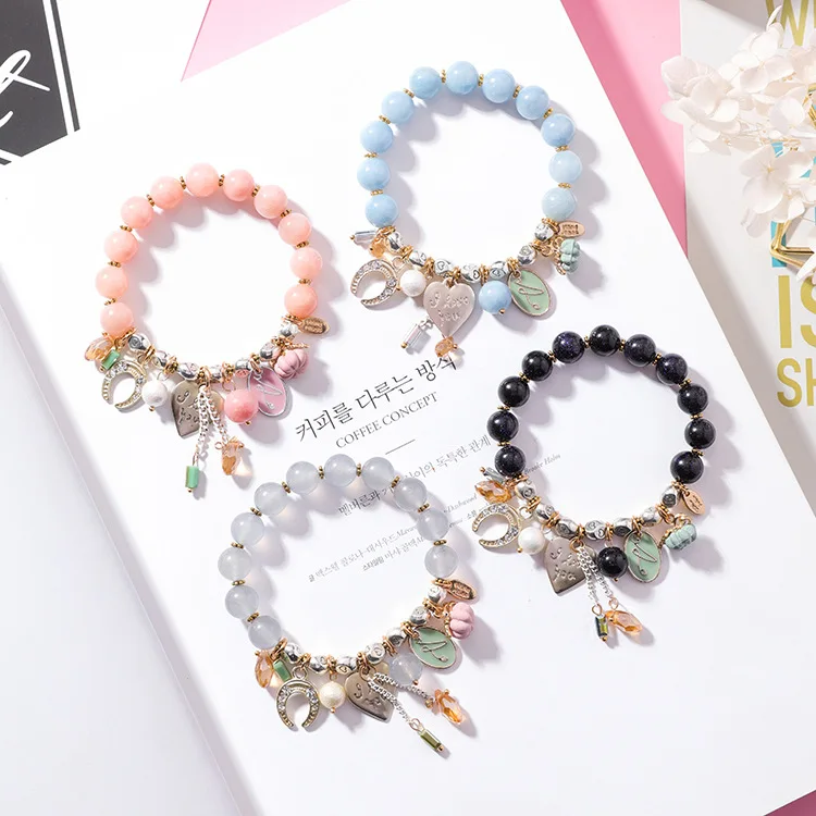 

Korean 2019 Fashion Crystal Beaded Bracelets Multi-Element Pendant Bracelet & Bangle for Women Girls Charm Party Jewelry Gift