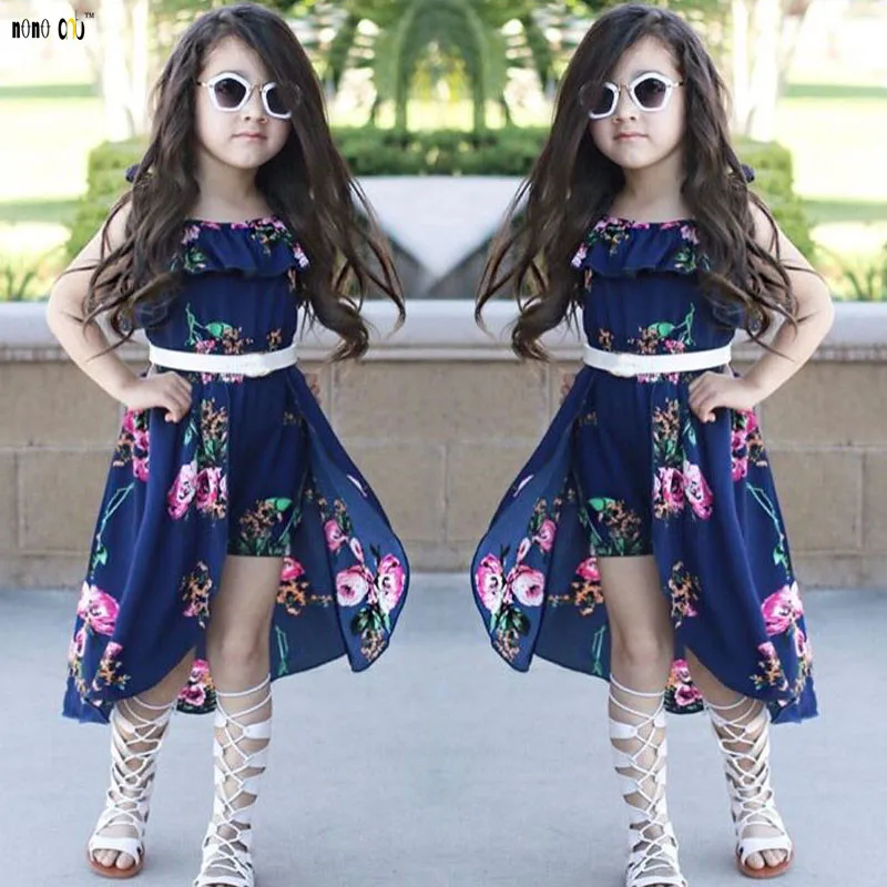 NEW Girls Boutique Floral Short Sleeve Blue Ruffle Dress 5-6 6-7 7-8