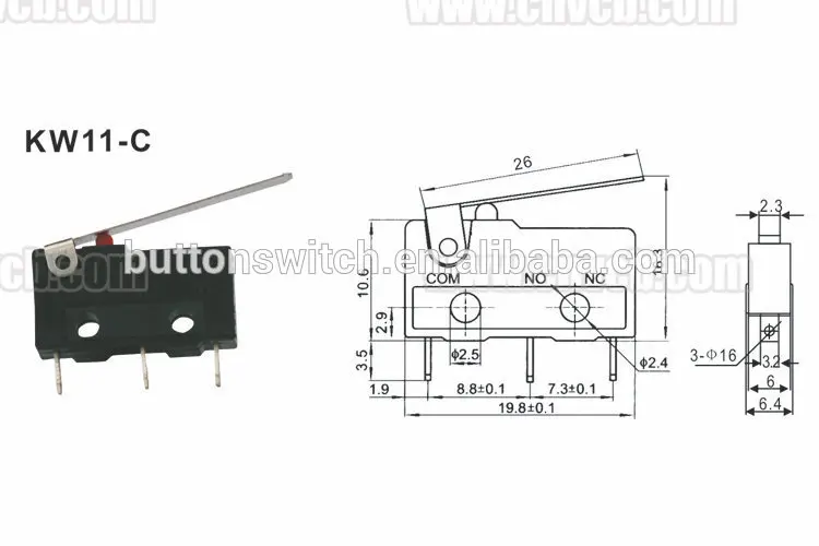 KW11-C 2015 3 PCB terminal micro switch, approved with CE CQC good micro switch