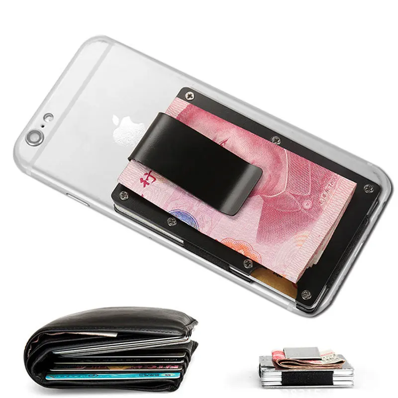 Металлический Мини зажим для денег модный бренд черный белый держатель для кредитных карт с RFID Анти-главный кошелек