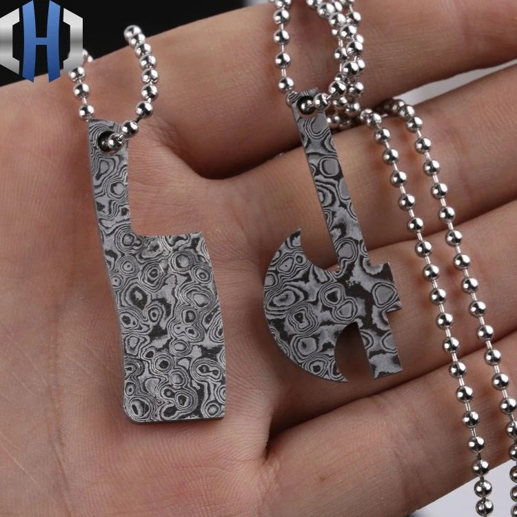 Damascus Pattern Steel Pattern Steel Small Pendant DIY Semi-finished Axe Damascus Pattern Steel Pattern Steel Small Pendant DIY Semi-finished Axe