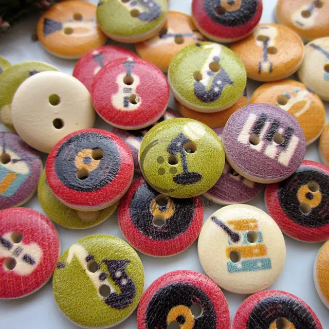 Buy 250pcs Musical series wood decorative buttons for