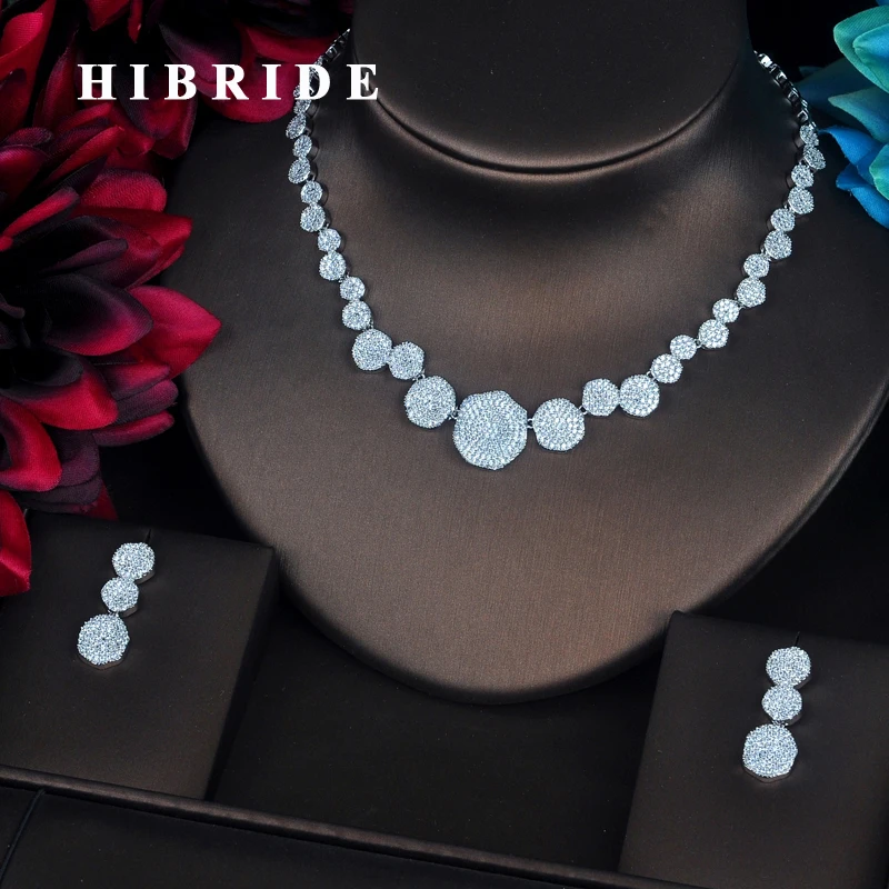 

HIBRIDE Luxury Micro CZ Pave Flower Dubai Jewelry Sets For Women Bride Necklace Set Wedding Jewelry Dress Accessories N-394
